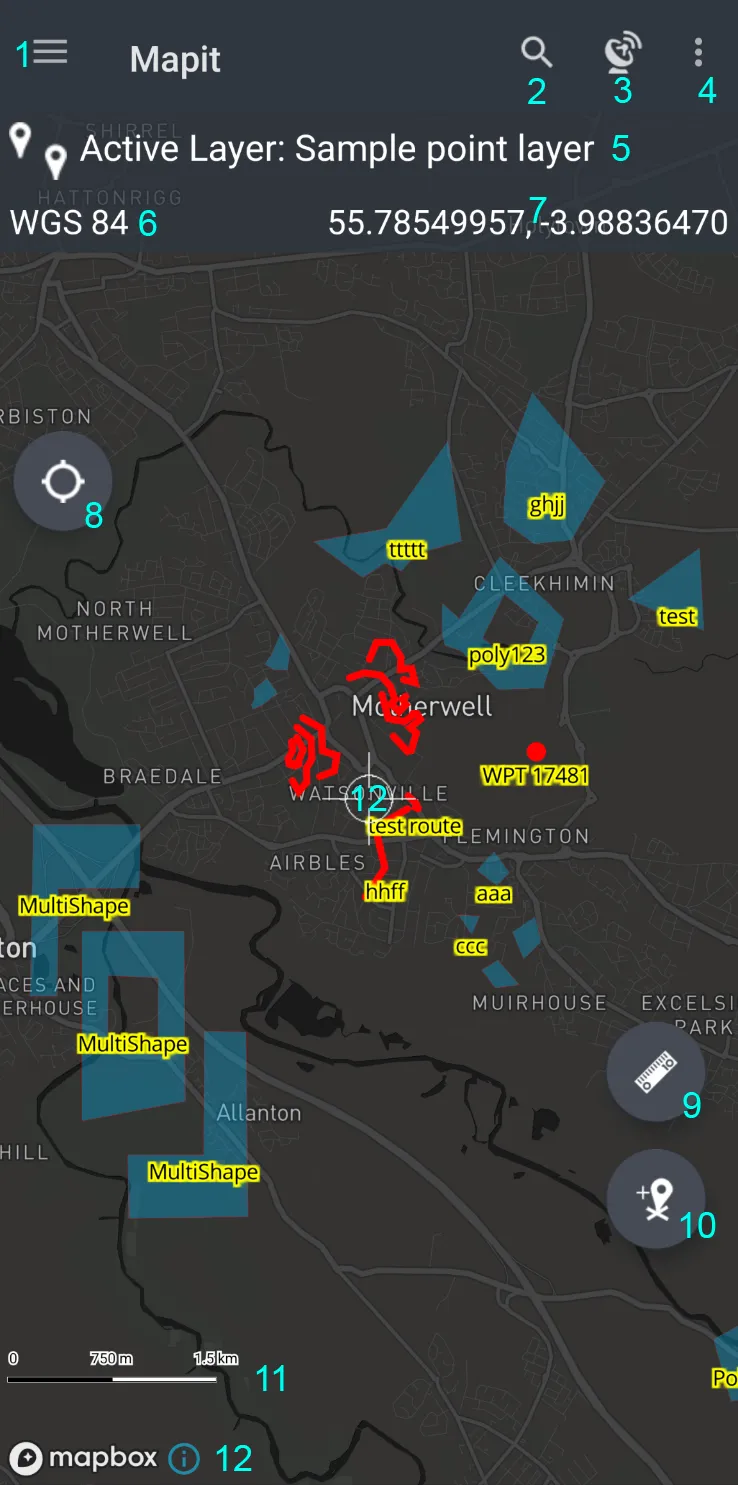 Mapit GIS Professional - Map Screen